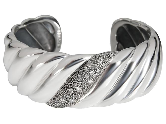 David Yurman Midnight Melange Cable Diamond Cuff in  Sterling Silver 0.42 ctw Silvery Metallic Metal  ref.1301122