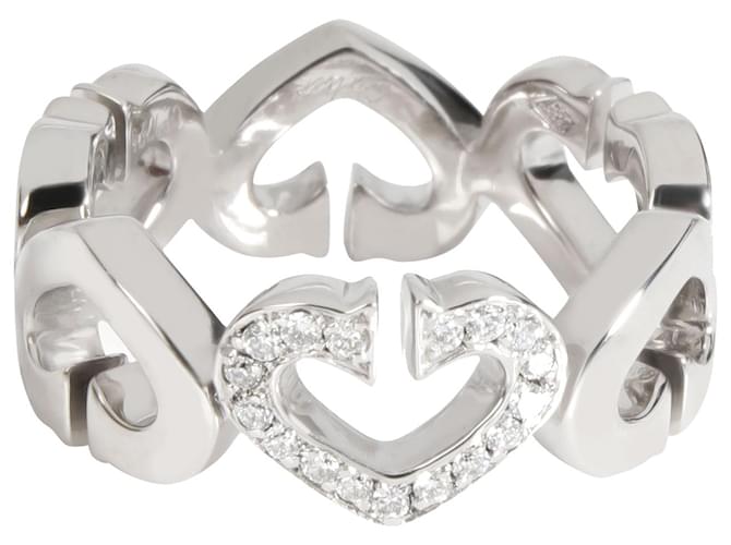 Alianza de diamantes con corazones y símbolos Cartier en 18K oro blanco 0.17 por cierto Plata Metálico Metal  ref.1301124