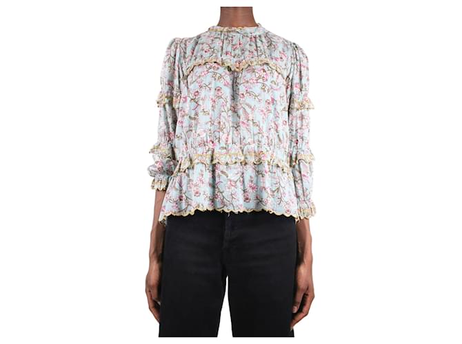 Isabel Marant Etoile Blue floral blouse with embroidery - size FR 36 Cotton  ref.1301172