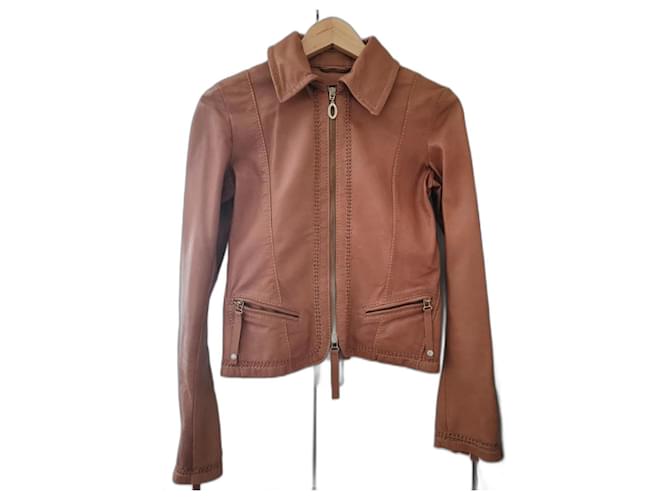 Trussardi Jeans leather jacket Light brown  ref.1301177