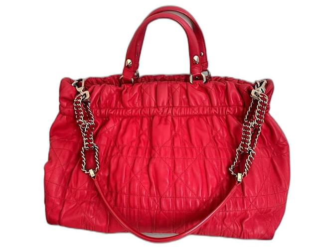Christian Dior Shopping Cuir Rouge Corail  ref.1301282