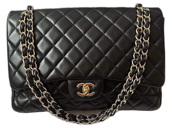 Chanel Maxi jumbo Black Leather  ref.1301288