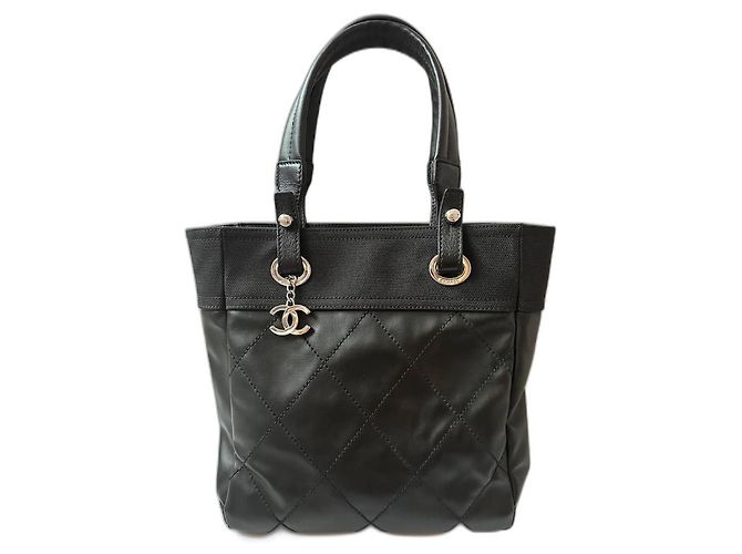 Borsa Shopping Chanel Nera in Tessuto Nero
