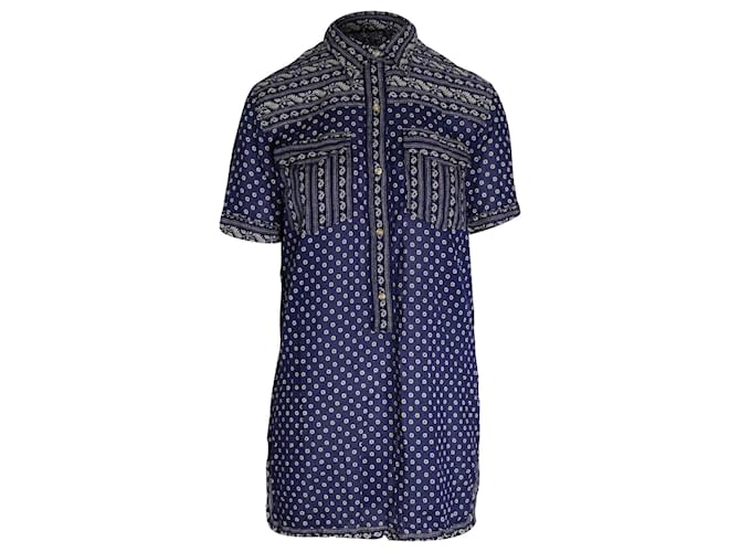 Isabel Marant Etoile Tunic Mini Dress in Navy Blue Floral Printed Cotton   ref.1301303