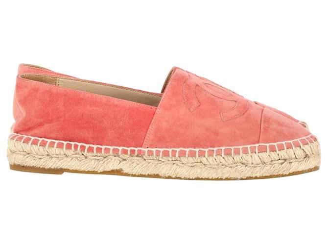 Chanel CC Espadrille Slip-Ons in Pink Suede  ref.1301317