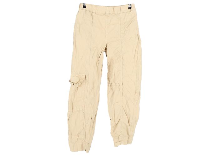 Calça curva elástica de lona lavada Ganni em algodão bege Marrom