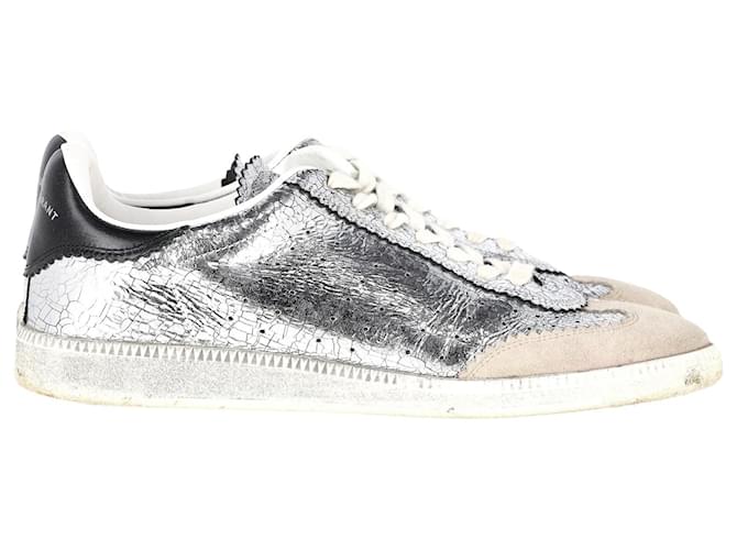 Isabel Marant Bryce Sneakers in Silver Leather Silvery Metallic  ref.1301327