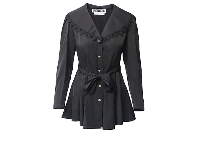 Autre Marque Rotate Birger Christensen Padded-Shoulder Mini Dress in Black Rayon Cellulose fibre  ref.1301332