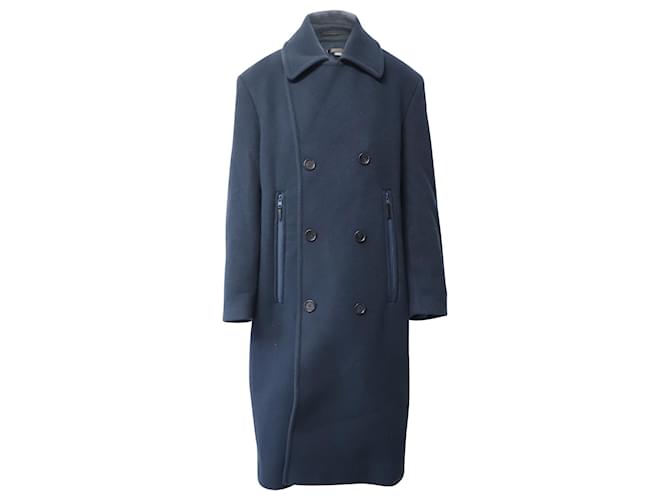 Autre Marque Manteau Long Eytys avec poche zippée en Laine Bleu Marine  ref.1301339