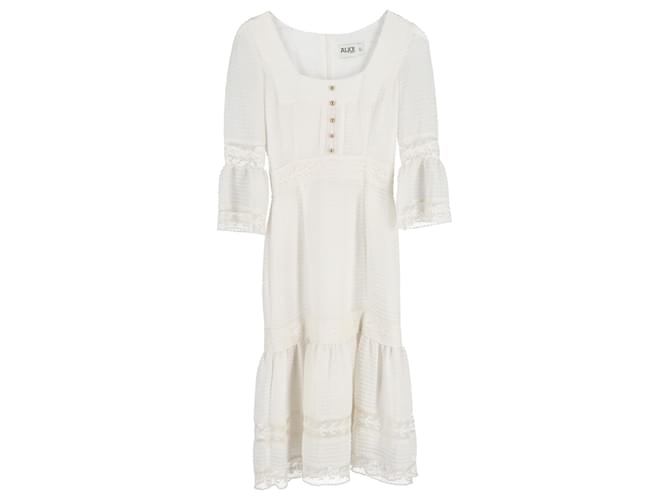 Temperley London Alice by Temperley Midi Dress in White Silk  ref.1301353