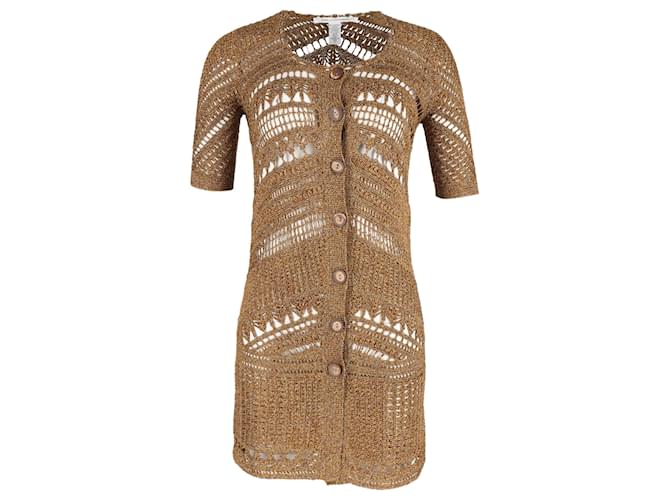 Diane Von Furstenberg Liu Kalani Knit Cardigan Dress in Gold Acetate Golden Cellulose fibre  ref.1301361