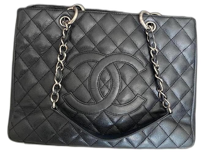 Chanel Compras Negro Cuero  ref.1301372