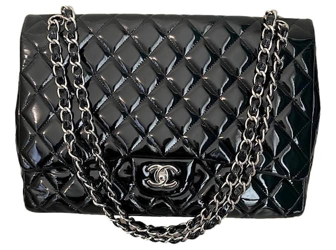 Timeless Chanel Classic maxi jumbo Black Patent leather  ref.1301378