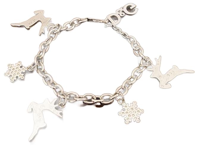 Raro bracelete vintage DOLCE & GABBANA em aço com renas e estrelas de Natal. Prata  ref.1301380