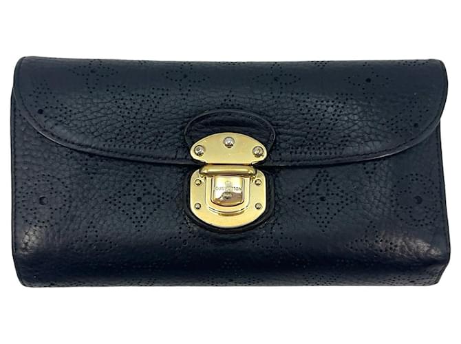 Cartera de cuero Louis Vuitton Iris Etui Portemonnaie Wallet en negro con monograma.  ref.1301382