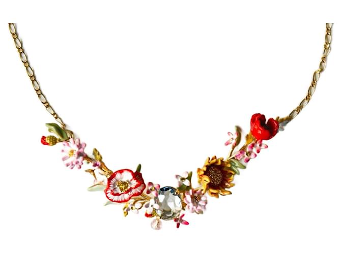Les Nereides Field flowers statement necklace Gold hardware Ceramic  ref.1301384