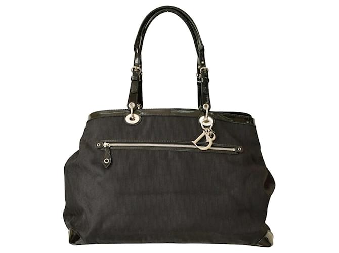 Christian Dior Oblique Jacquard & Black Patent Leather Tote Weekender Overnight Cotton  ref.1301387