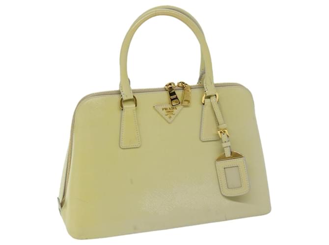 Saffiano PRADA Hand Bag Safiano leather Cream Auth 68477  ref.1301416