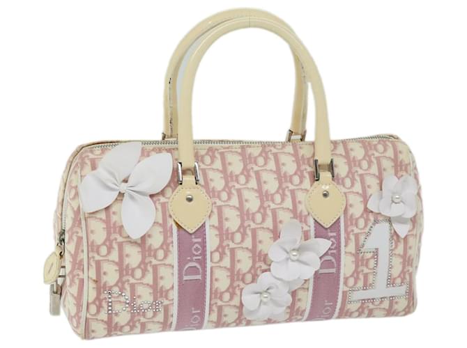 Bolsa de mão de lona Christian Dior Trotter Pink Auth 68246 Rosa  ref.1301451