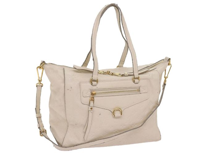 LOUIS VUITTON Monogramm Empreinte Lumineuse PM Einkaufstasche Neige M93411 Auth 66902 Weiß