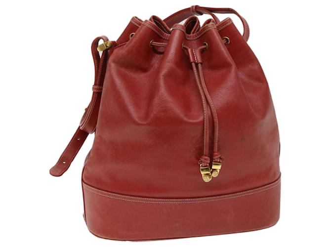 LOEWE Anagram Shoulder Bag Leather Red Auth fm3195  ref.1301519