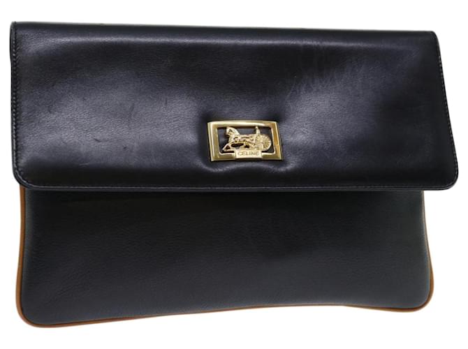 Céline CELINE Clutch Bag Leather Black Auth 68363  ref.1301528