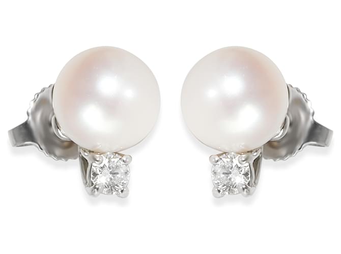 TIFFANY & CO. Boucles d'oreilles à tige avec perles signature 18K or blanc  ref.1301540