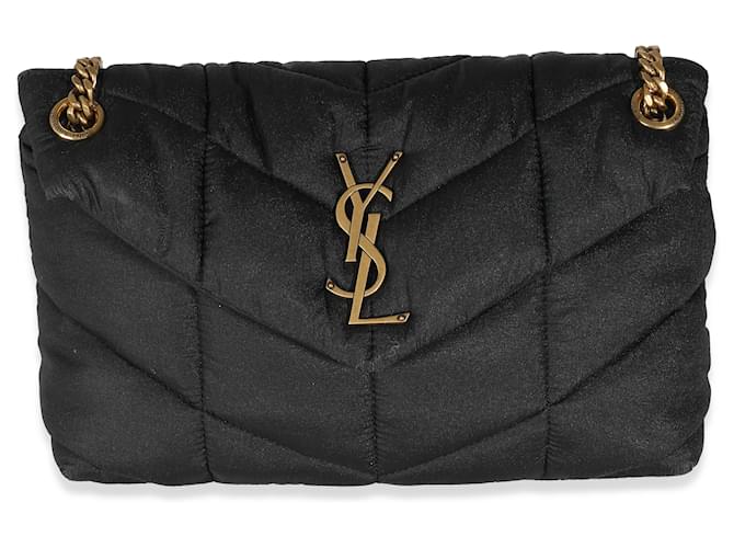 Saint Laurent Black Quilted Nylon Small Lou Puffer Chain Bag  ref.1301560