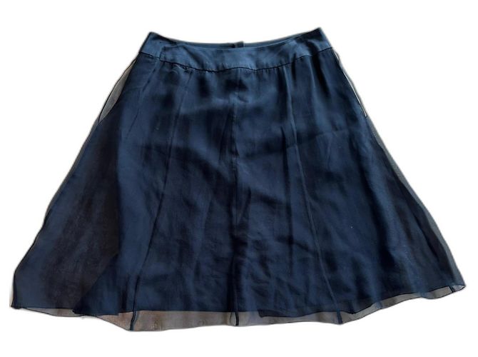 Falda Chanel de seda azul marino talla 36