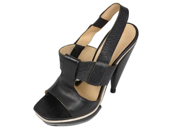 Sandalias de plataforma de cuero negro Balenciaga talla 39,5EU  ref.1301596