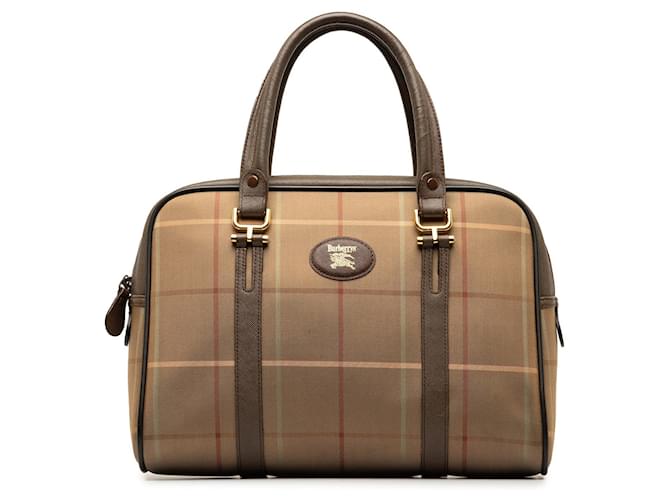 Braune Burberry Vintage Check Handtasche Leder  ref.1301624
