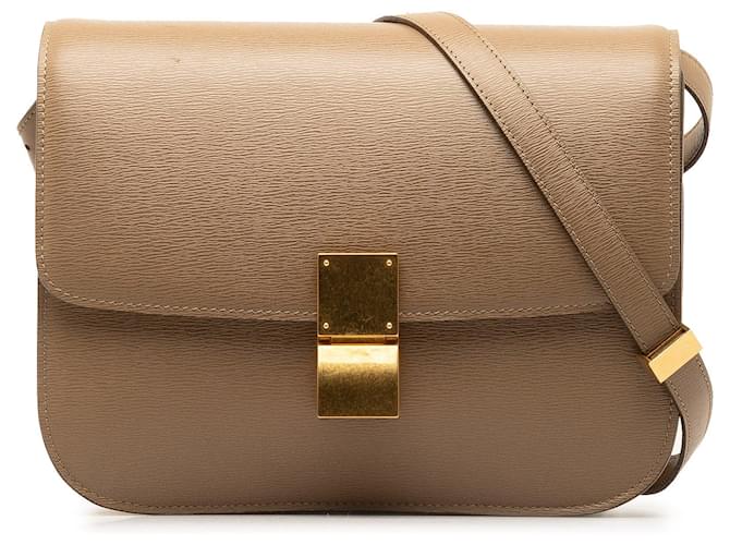 Céline Brown Celine Medium Classic Box Crossbody Bag Leather  ref.1301628