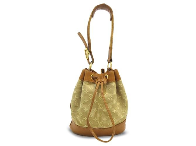 Brown Louis Vuitton Monogram Mini Lin Noelie Bucket Bag Leather  ref.1301637