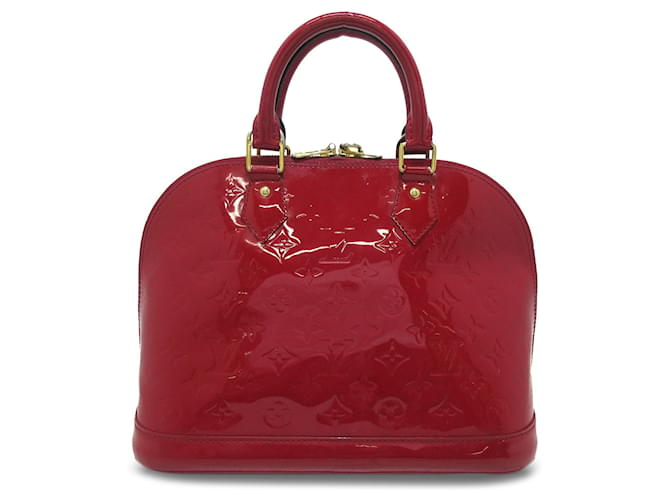 Bolso satchel Alma PM rojo con monograma Vernis de Louis Vuitton Roja Cuero  ref.1301650