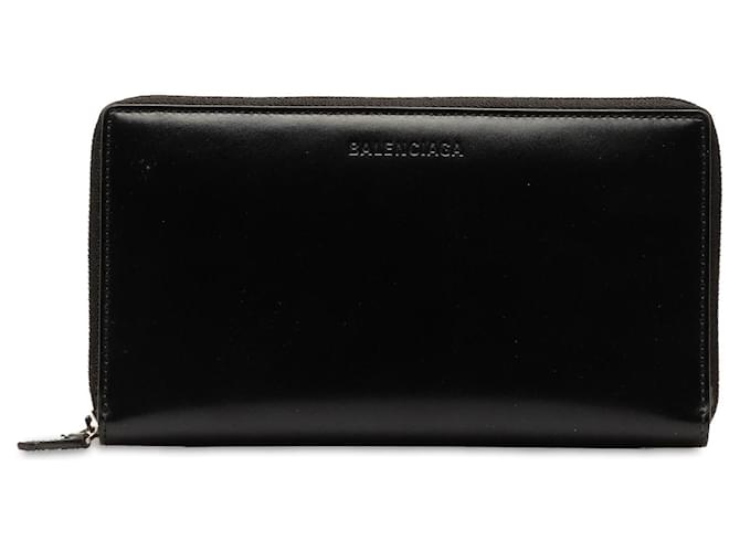 Schwarzes Balenciaga-Portemonnaie aus Leder mit Rundum-Reißverschluss  ref.1301651