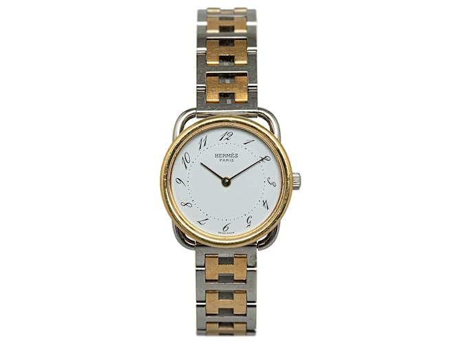 Silberne Hermès-Quarz-Edelstahl-Arceau-Uhr  ref.1301668