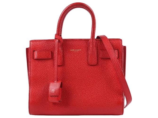 Saint Laurent Paris Sac de Jour Nano Leather handbag in red  ref.1301707