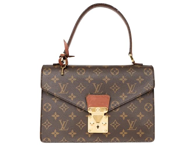 Louis Vuitton Canvas Moogram Monceau Handbag Brown Leather  ref.1301711