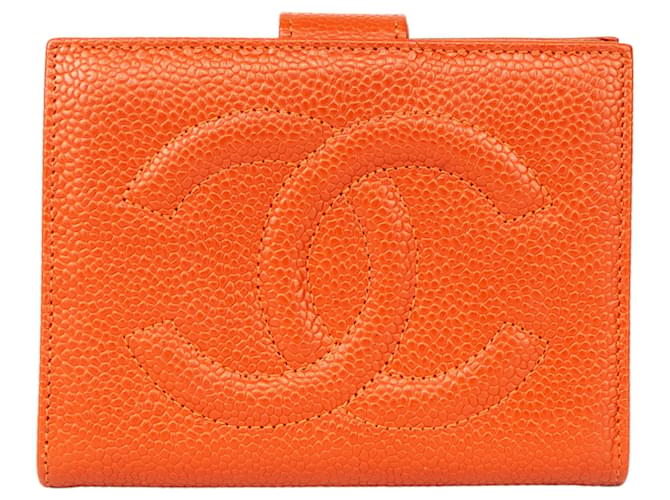 Portafoglio CC con logo Chanel Arancione Pelle  ref.1301712