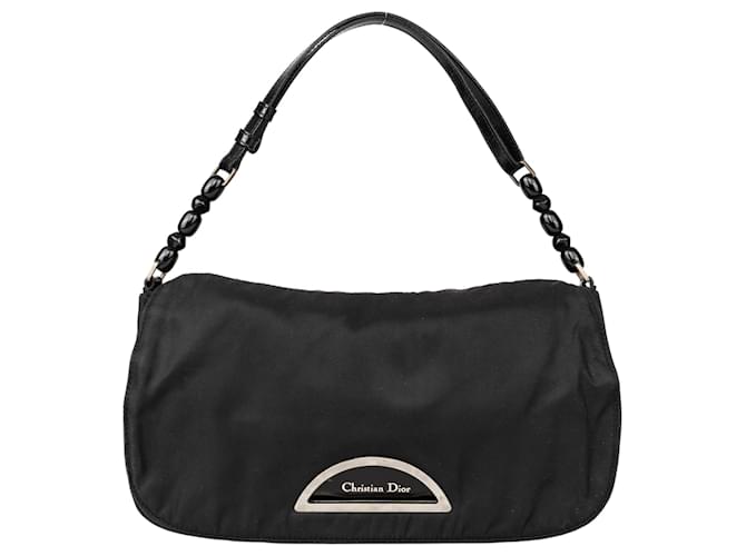 Christian Dior – Baguette-Tasche „Malice“ mit Perlen Schwarz Leinwand  ref.1301714
