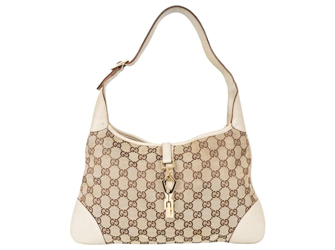 Gucci GG Monogram Jackie Shoulder Bag Beige Leather  ref.1301723