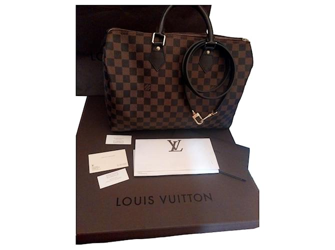 Louis Vuitton Bolso Vuitton Speedy 35 Gold hardware Cuero  ref.1301744