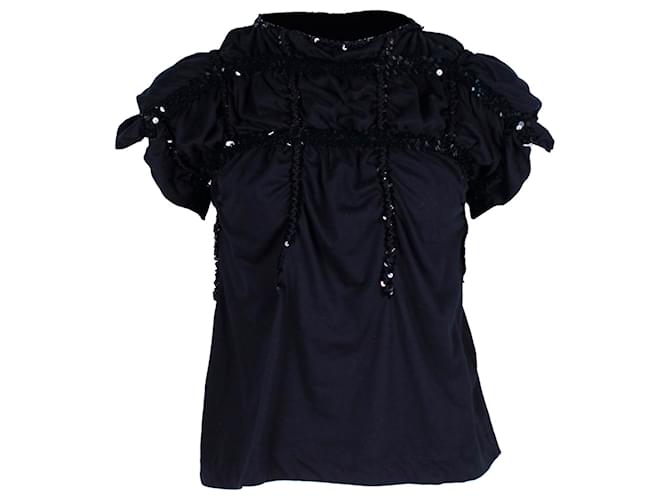 T-Shirt Tricot Comme des Garcons à Paillettes en Coton Noir  ref.1301749