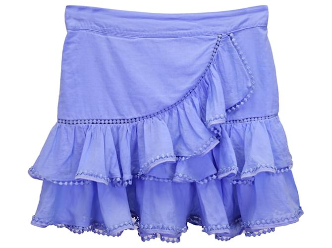 Autre Marque Charo Ruiz Fera Ruffled Mini Skirt in Blue Cotton  ref.1301750