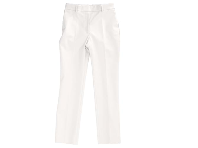 Joseph Straight Leg Trousers in Cream Cotton White  ref.1301753