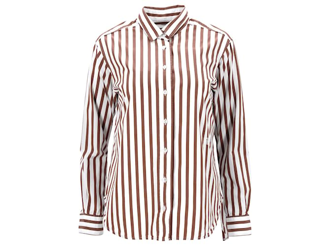Totême Toteme Striped Dress Shirt in Brown Cotton  ref.1301754