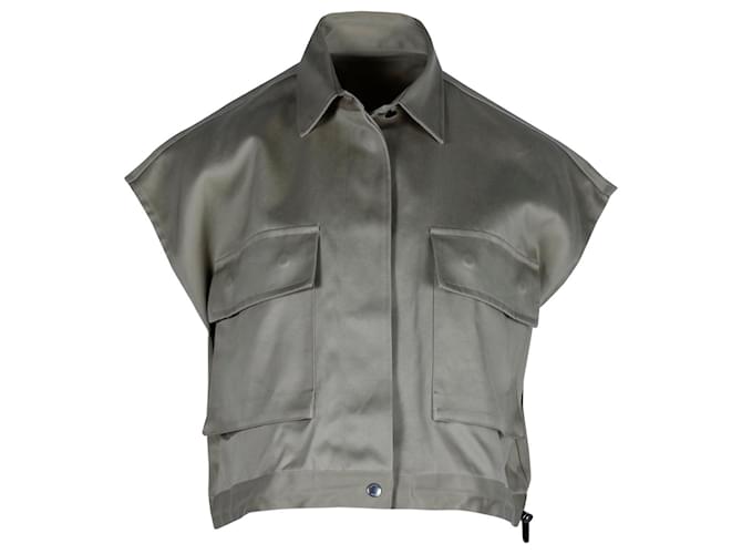 Sacai Cap-Sleeve Cargo Shirt aus khakifarbener Baumwolle. Grün  ref.1301755