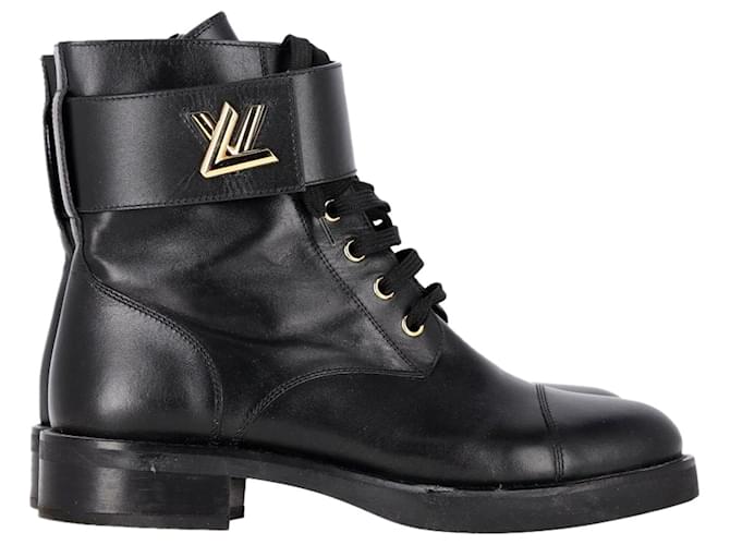 Louis Vuitton Wonderland Schnürstiefeletten aus schwarzem Leder  ref.1301773