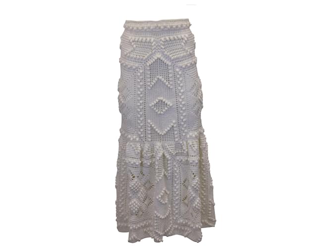 Falda larga de crochet candescente de Zimmermann en algodón blanco Crudo  ref.1301780
