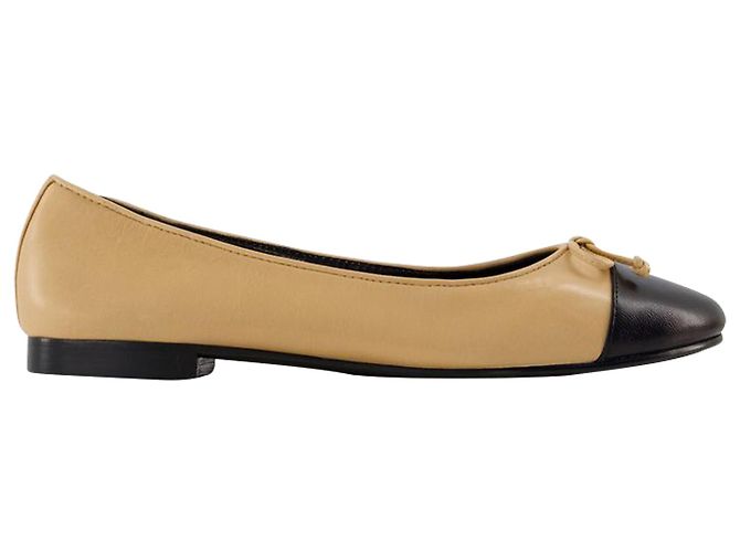 Bailarinas Cap Toe - Tory Burch - Couro - Bege